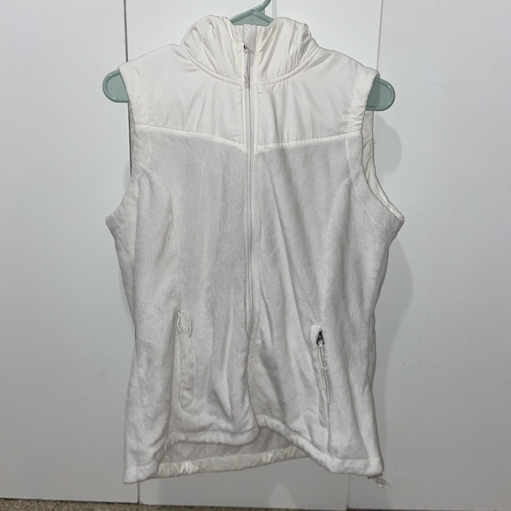 Made for Life all white fuzzy vest